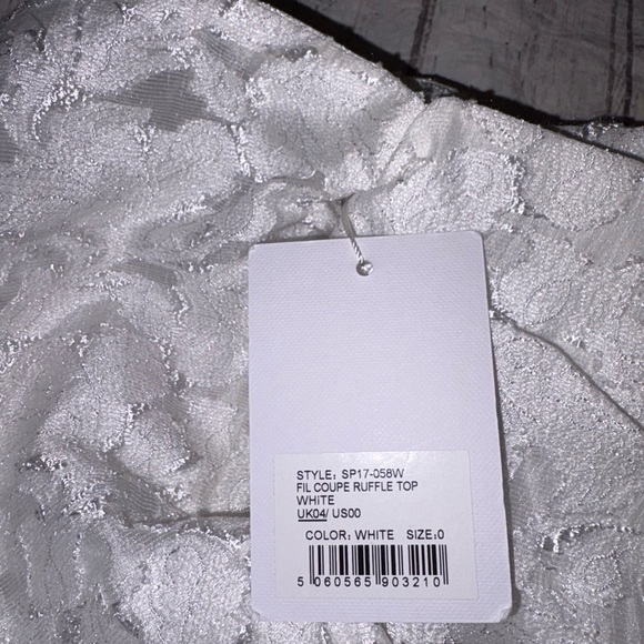 Self Portrait Floral Fil Coupe white off shoulder ruffle top 0 - Picture 7 of 11